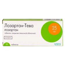 Лозартан-Тева, таблетки покрытые пленочной оболочкой 25 мг 30 шт